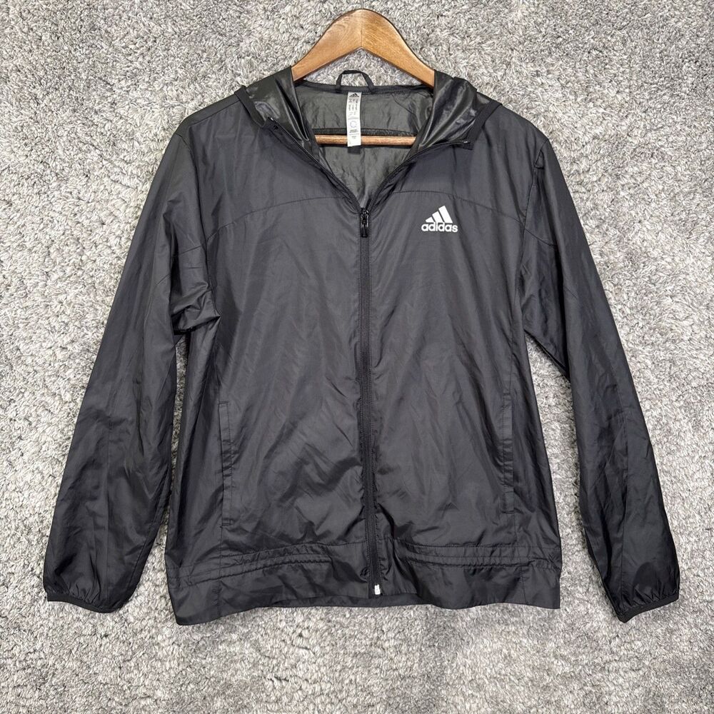 Adidas Women’s Aeroready Logo Running Windbreaker Jacket Size Small Black
